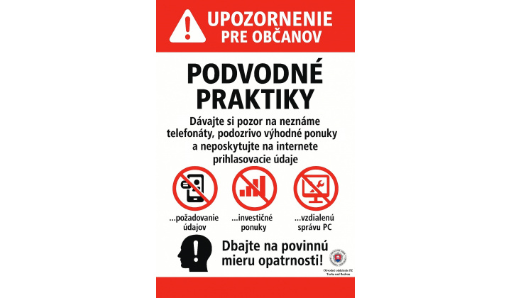 UPOZORNENIE PRE OBČANOV