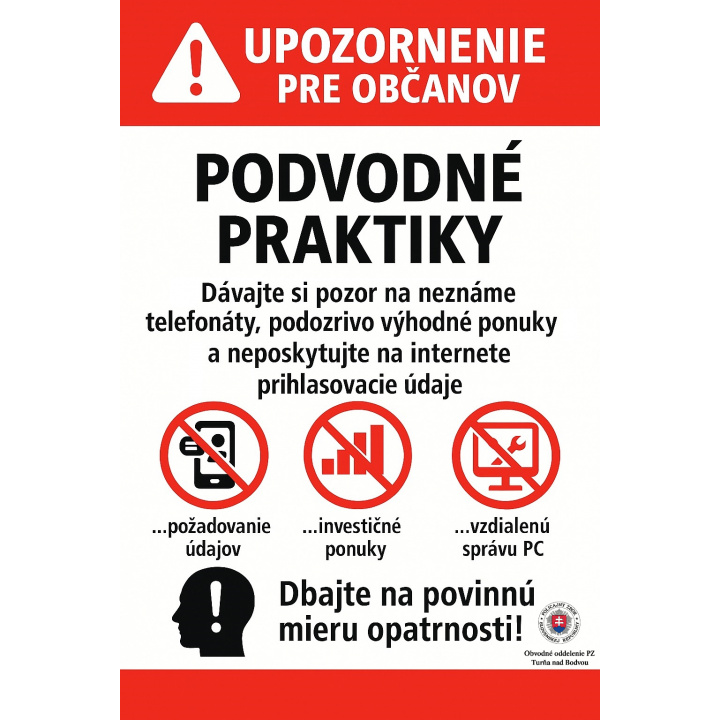 UPOZORNENIE PRE OBČANOV